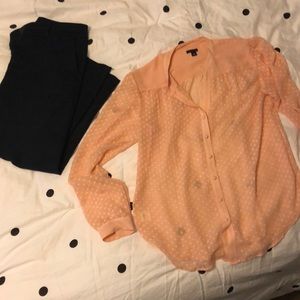 Beautiful Blush Pink Clip dot Ann Taylor Top